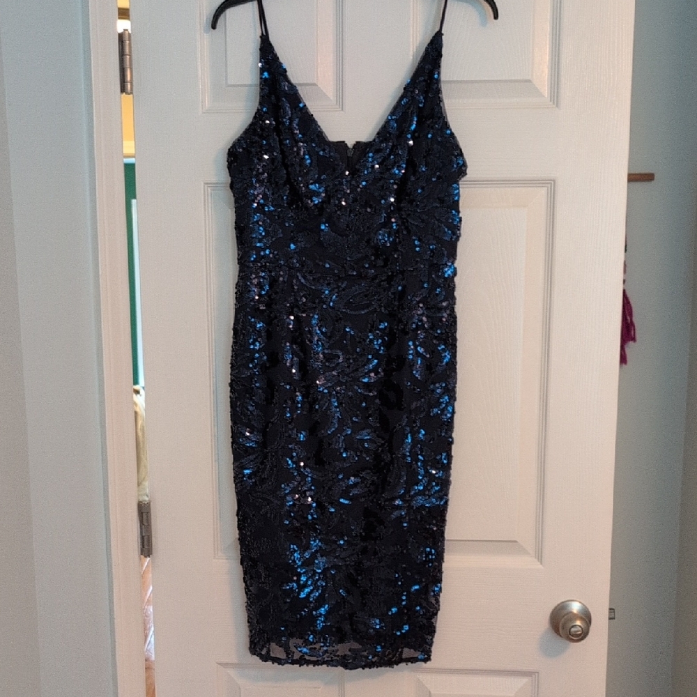 Eliza J Midnight Blue Sequin Midi Dress